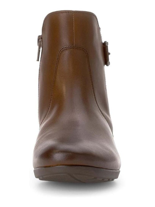 Bottines  en cuir lisse - Kiabi