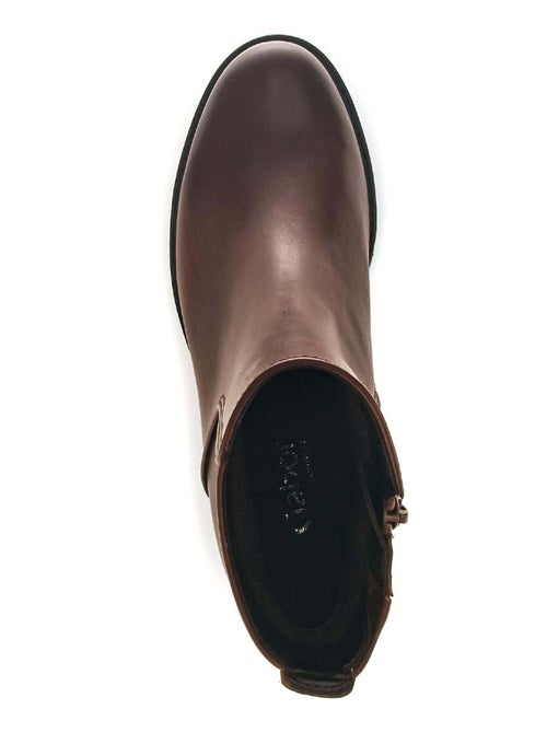 Bottines  en cuir lisse - Kiabi