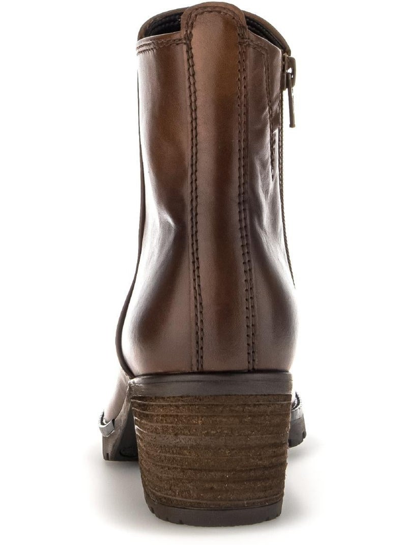 Bottines  en cuir lisse Marron clair - Kiabi