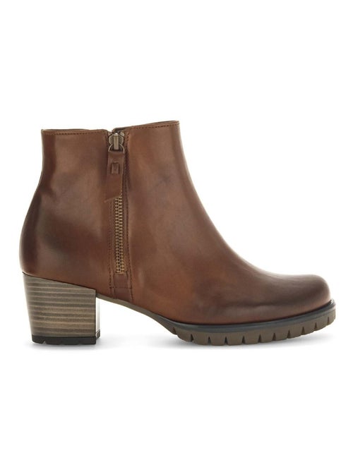 Bottines  en cuir lisse - Kiabi