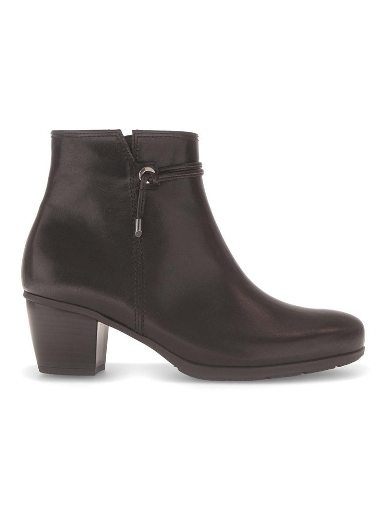 Bottines  en cuir lisse Marron clair - Kiabi
