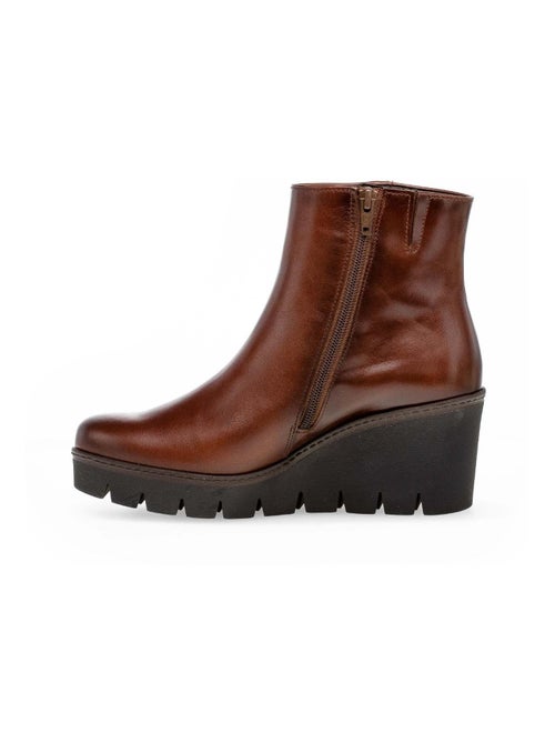 Bottines  en cuir lisse - Kiabi