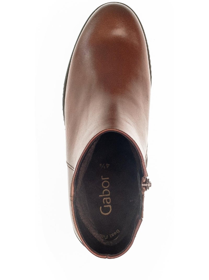 Bottines  en cuir lisse Marron clair - Kiabi