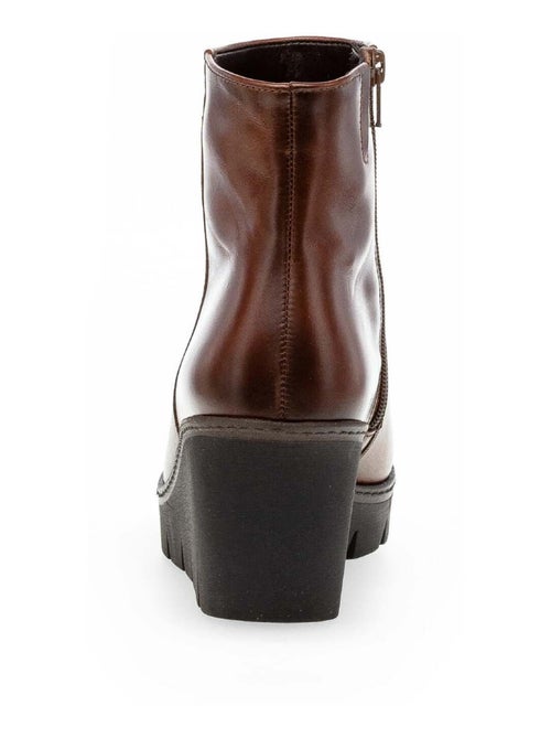 Bottines  en cuir lisse - Kiabi