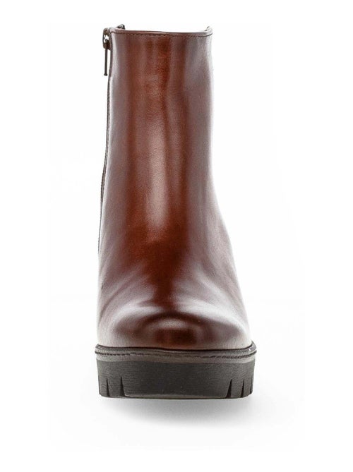 Bottines  en cuir lisse - Kiabi