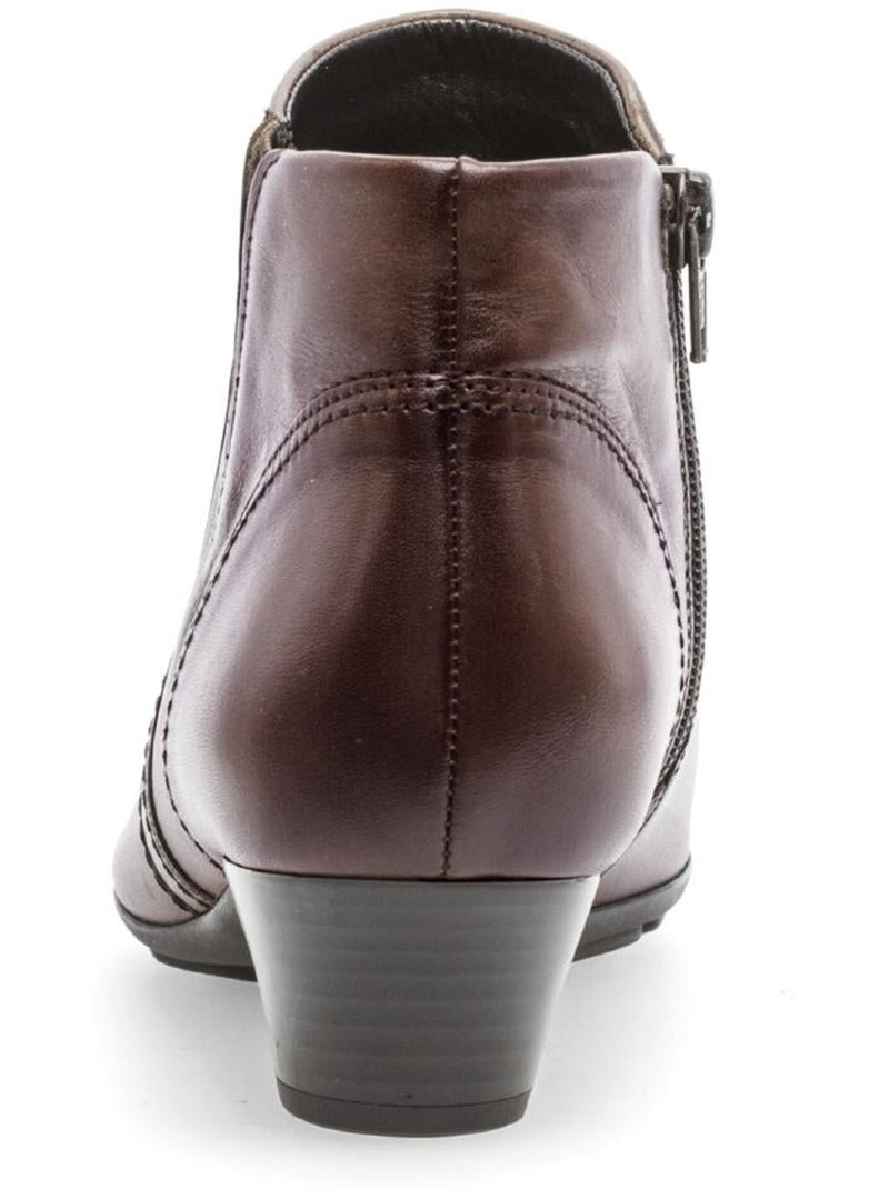 Bottines  en cuir lisse Marron clair - Kiabi