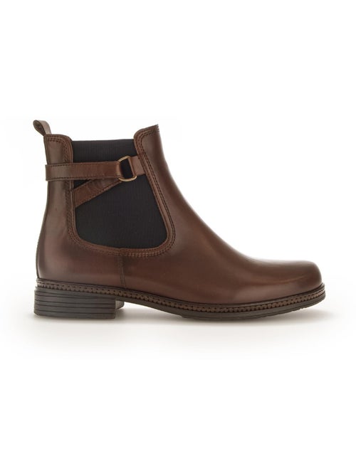 Bottines  en cuir lisse - Kiabi