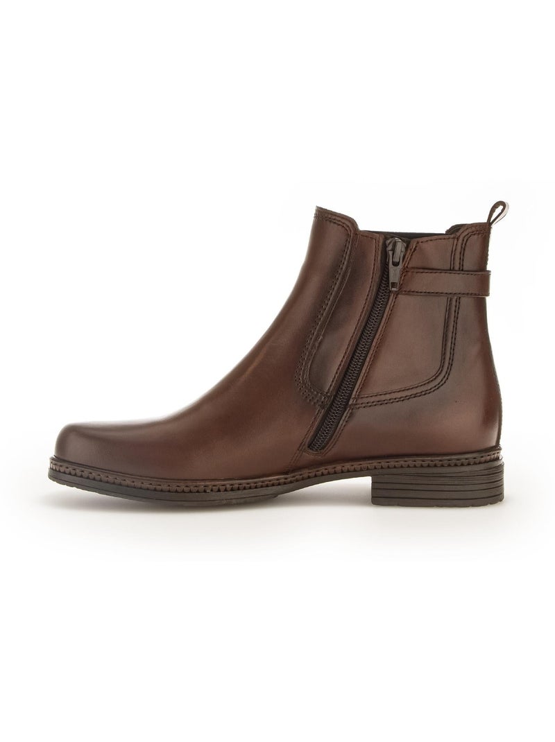 Bottines  en cuir lisse Marron clair - Kiabi