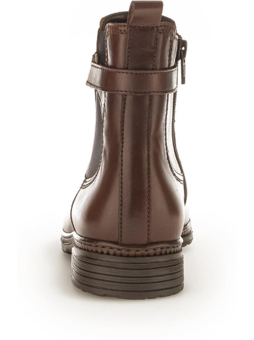 Bottines  en cuir lisse - Kiabi