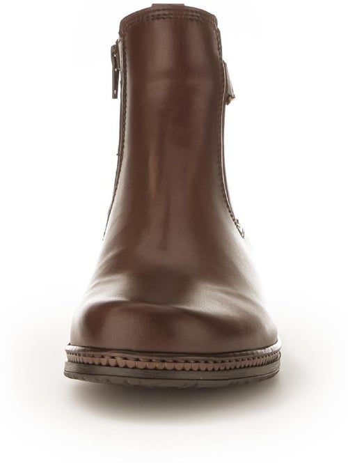 Bottines  en cuir lisse - Kiabi