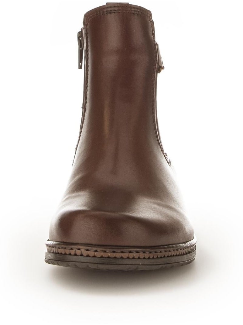 Bottines  en cuir lisse Marron clair - Kiabi