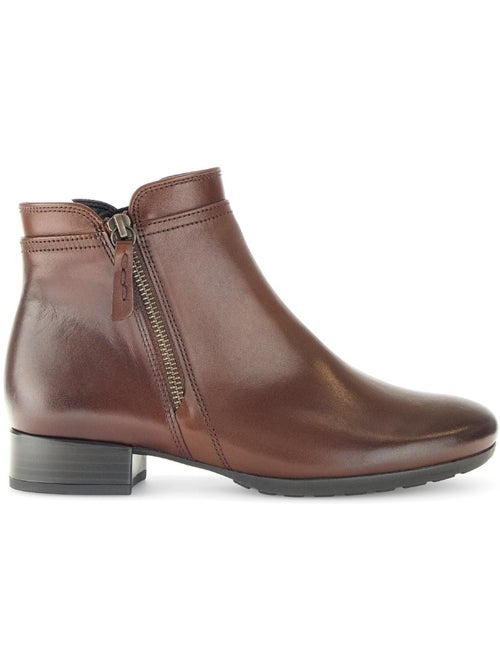 Bottines  en cuir lisse - Kiabi