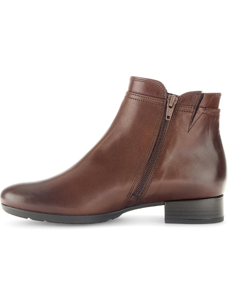 Bottines  en cuir lisse Marron clair - Kiabi