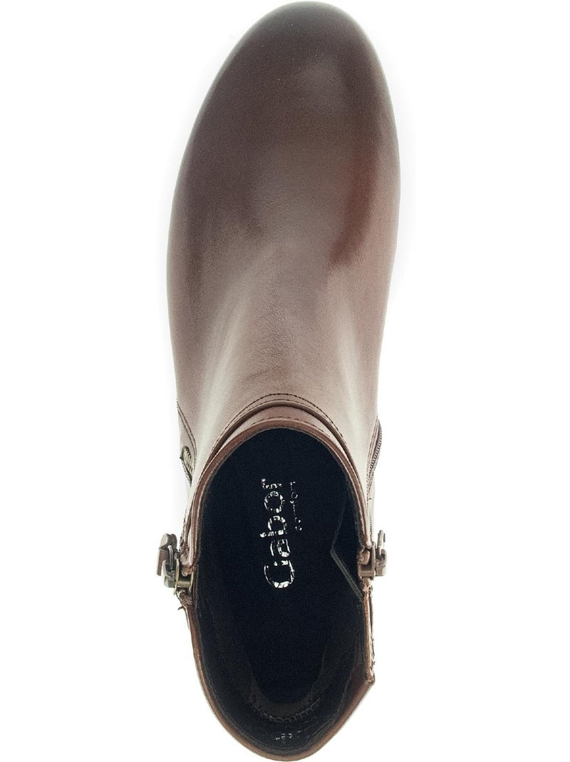 Bottines  en cuir lisse Marron clair - Kiabi