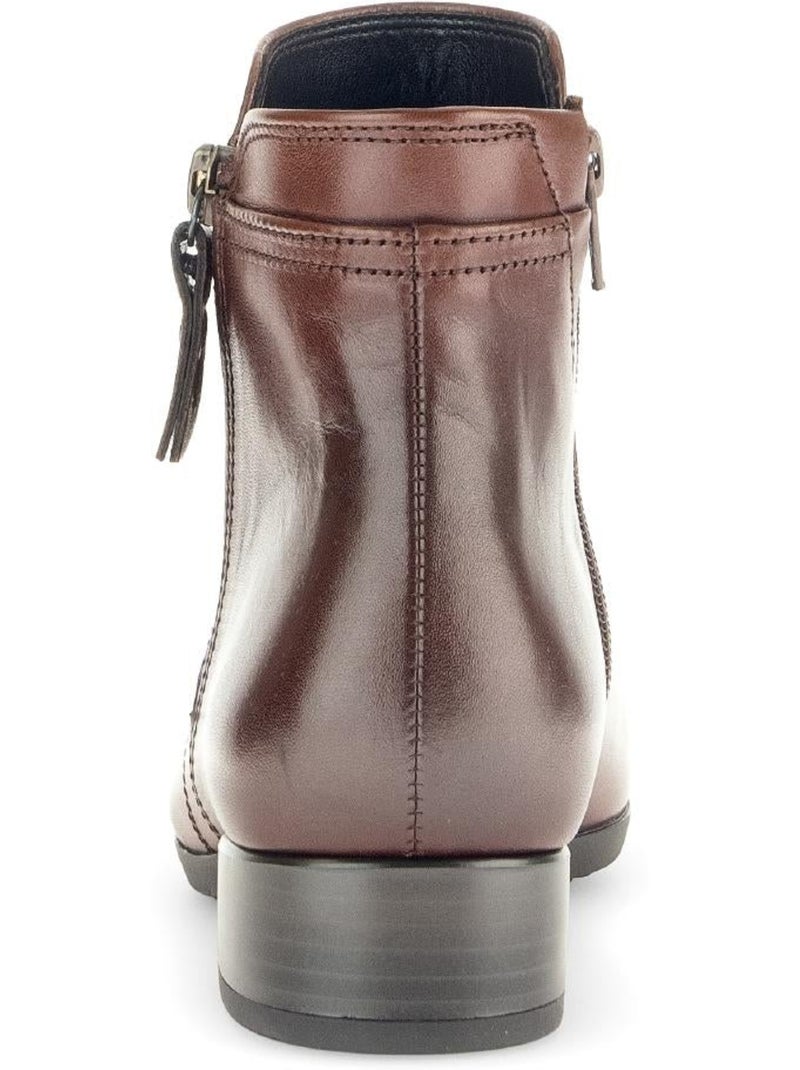 Bottines  en cuir lisse Marron clair - Kiabi