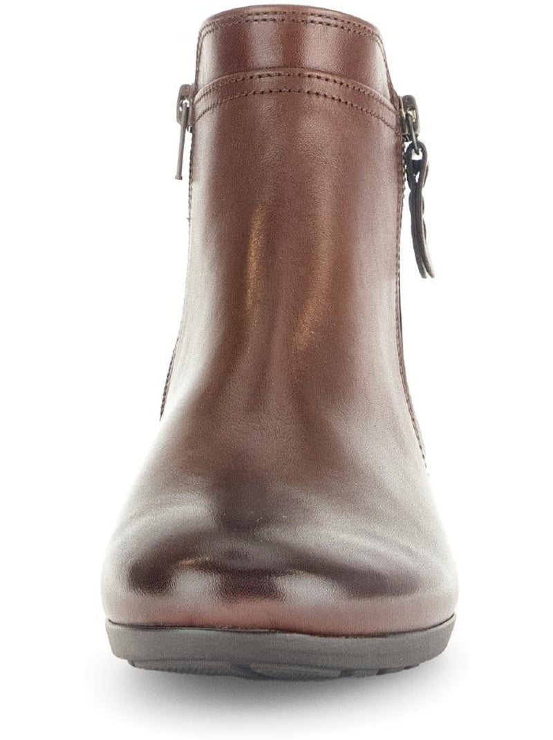 Bottines  en cuir lisse Marron clair - Kiabi