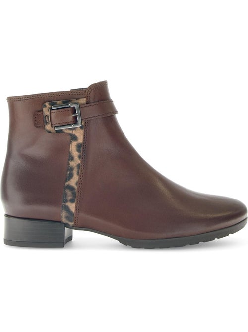 Bottines  en cuir lisse - Kiabi