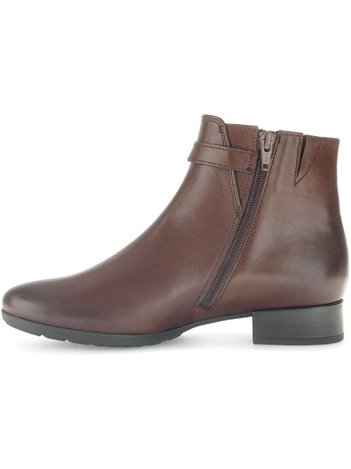 Bottines  en cuir lisse - Kiabi