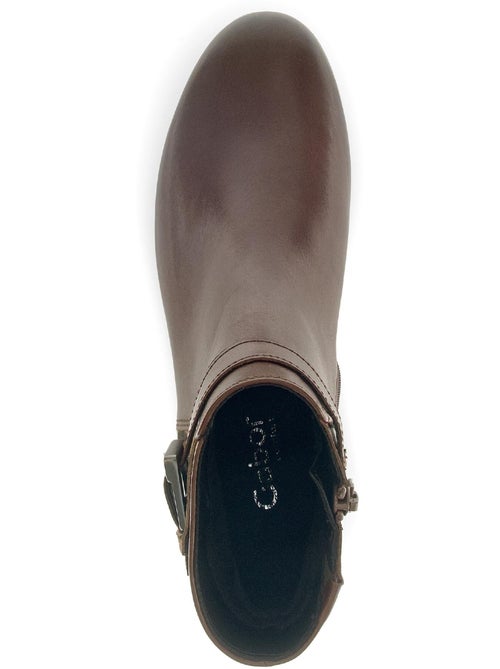 Bottines  en cuir lisse - Kiabi