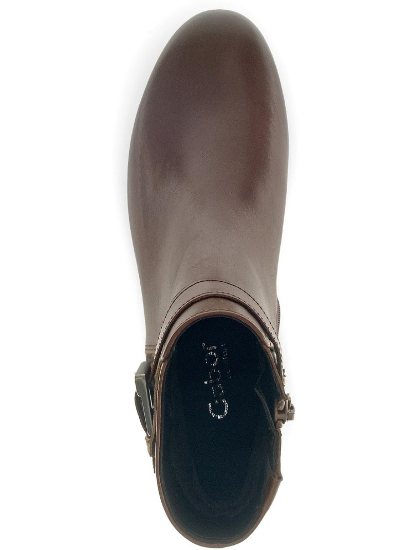 Bottines  en cuir lisse Marron clair - Kiabi