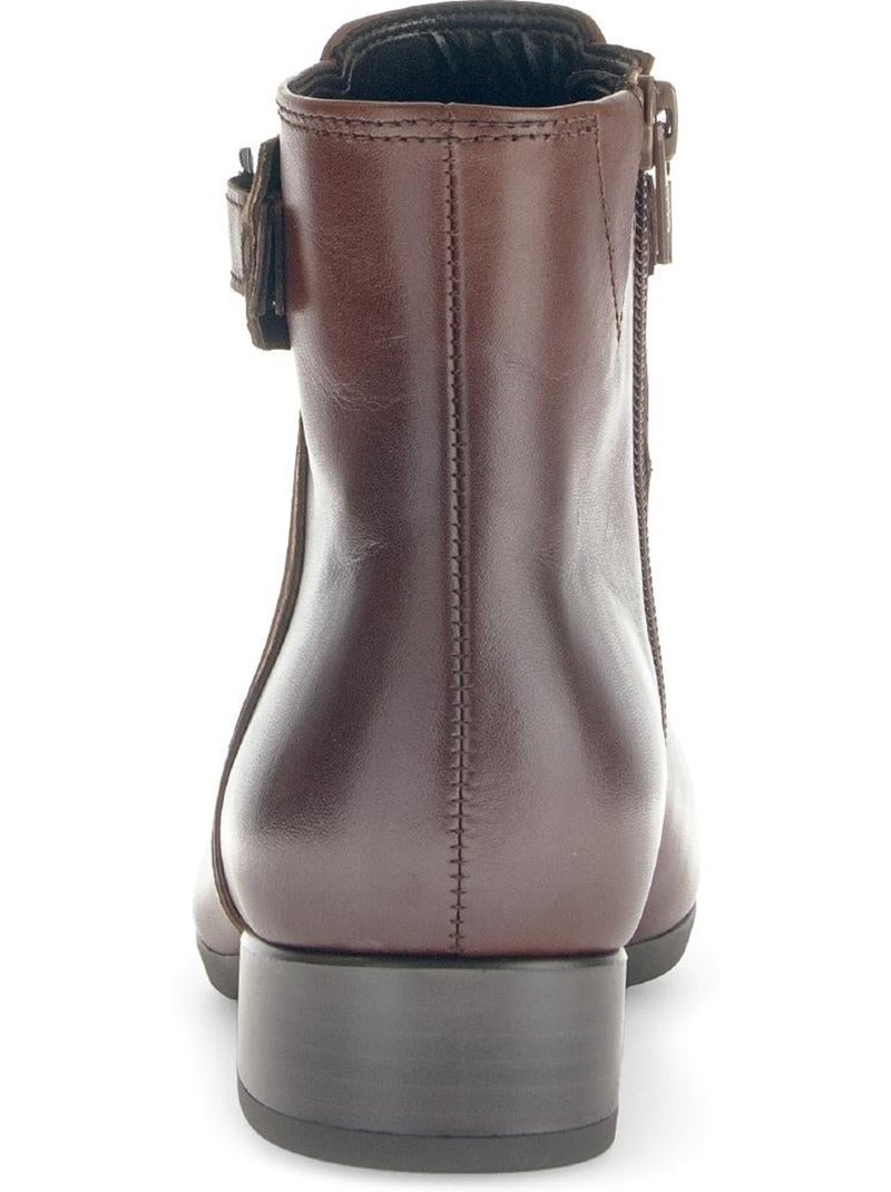 Bottines  en cuir lisse Marron clair - Kiabi