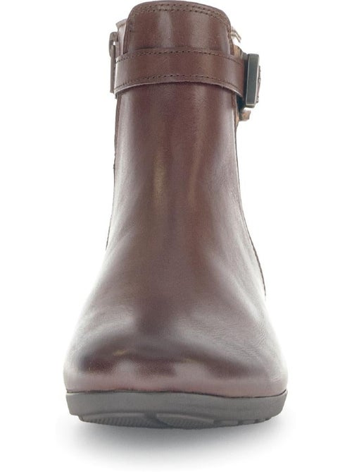 Bottines  en cuir lisse - Kiabi
