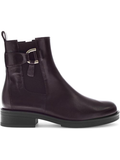 Bottines  en cuir lisse - Kiabi