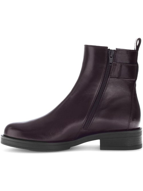 Bottines  en cuir lisse - Kiabi