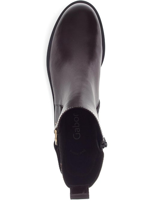 Bottines  en cuir lisse - Kiabi