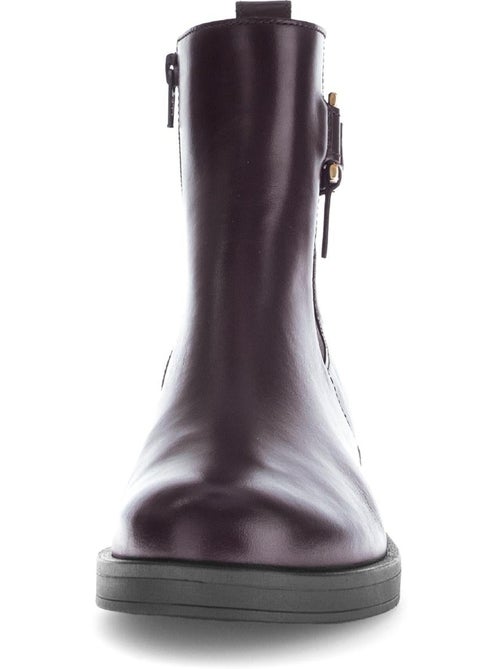 Bottines  en cuir lisse - Kiabi