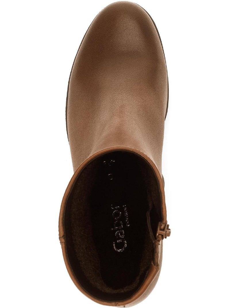 Bottines  en cuir lisse Marron clair - Kiabi