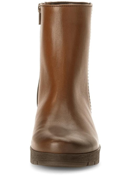 Bottines  en cuir lisse - Kiabi