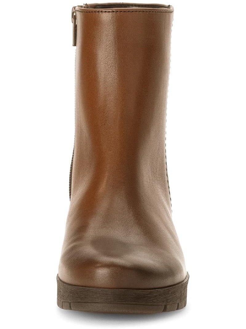 Bottines  en cuir lisse Marron clair - Kiabi