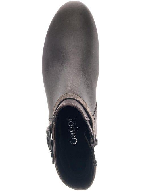 Bottines  en cuir lisse - Kiabi