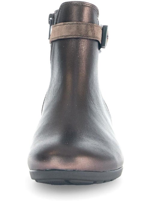 Bottines  en cuir lisse - Kiabi