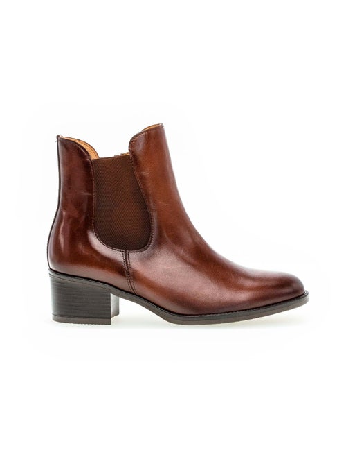 Bottines  en cuir lisse - Kiabi