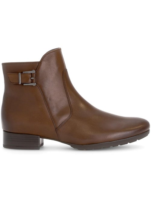 Bottines  en cuir lisse - Kiabi