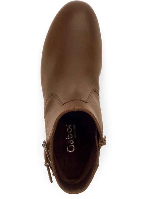Bottines  en cuir lisse - Kiabi