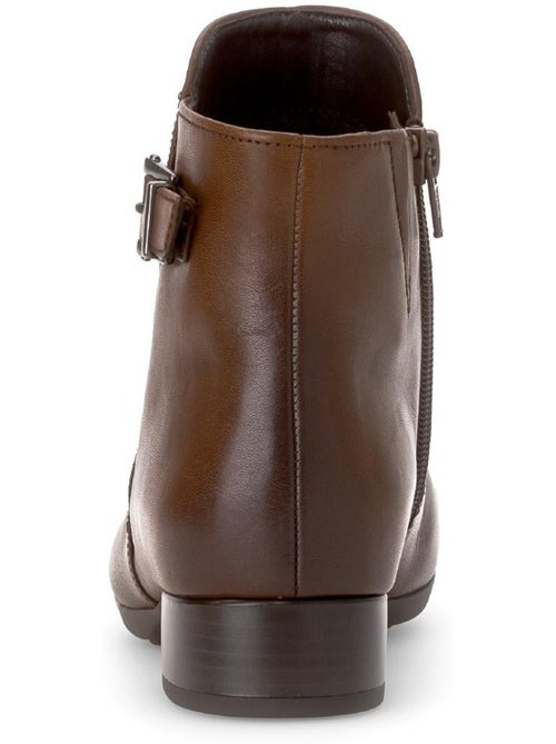 Bottines  en cuir lisse - Kiabi