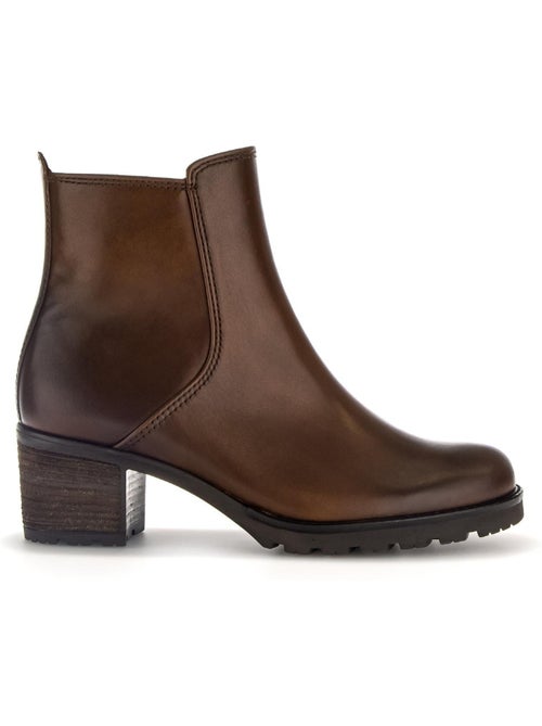 Bottines  en cuir lisse - Kiabi