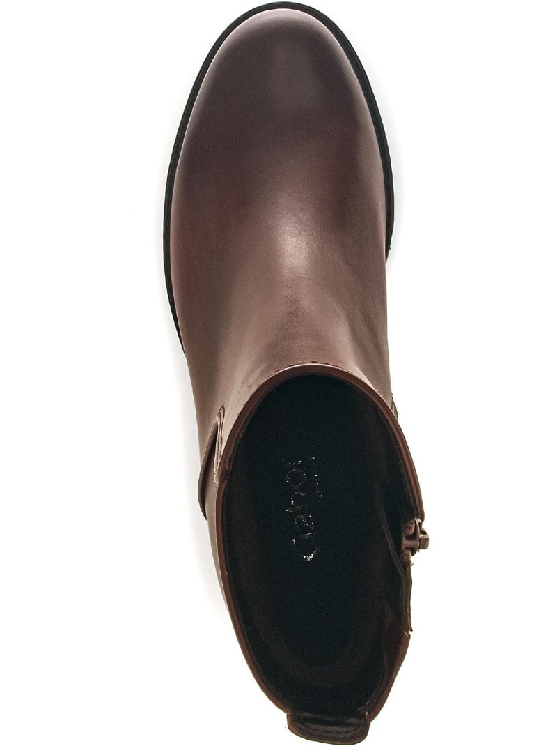 Bottines  en cuir lisse Marron - Kiabi