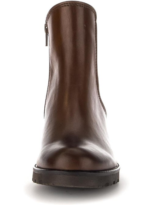 Bottines  en cuir lisse - Kiabi