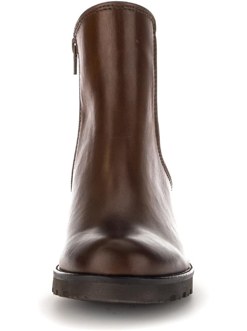 Bottines  en cuir lisse Marron - Kiabi