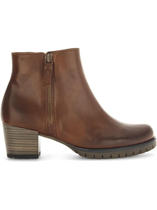 Bottines  en cuir lisse - Kiabi