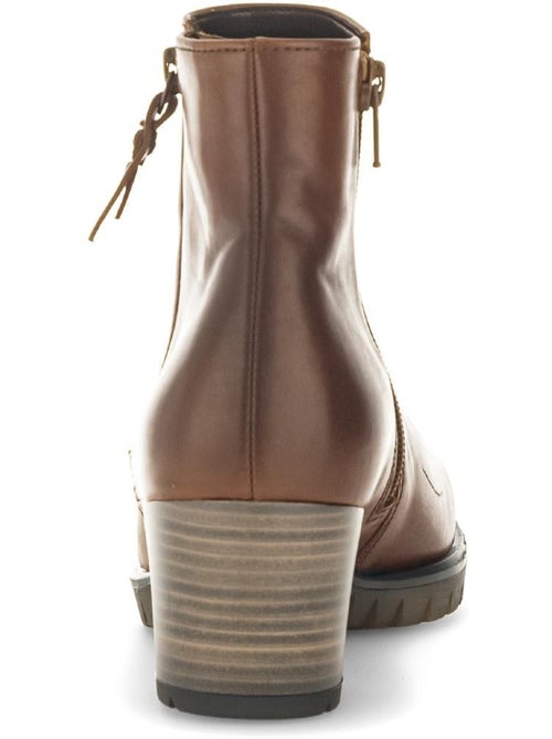Bottines  en cuir lisse - Kiabi