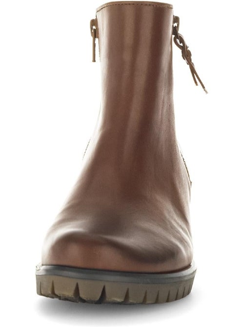 Bottines  en cuir lisse - Kiabi