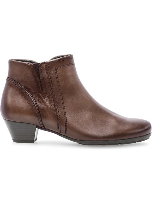 Bottines  en cuir lisse - Kiabi