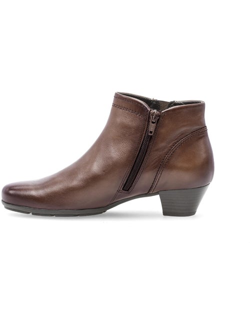 Bottines  en cuir lisse - Kiabi