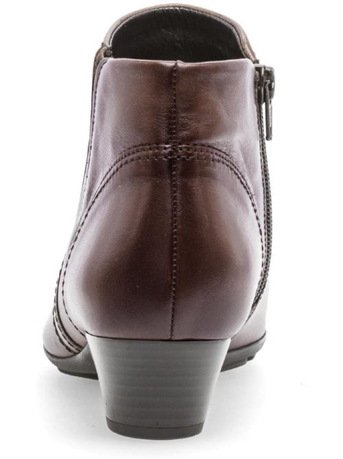 Bottines  en cuir lisse - Kiabi