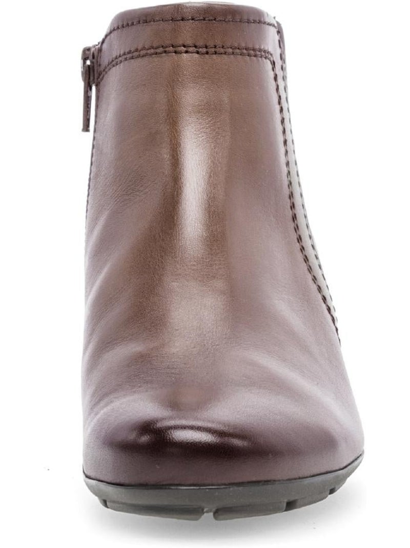 Bottines  en cuir lisse Marron - Kiabi